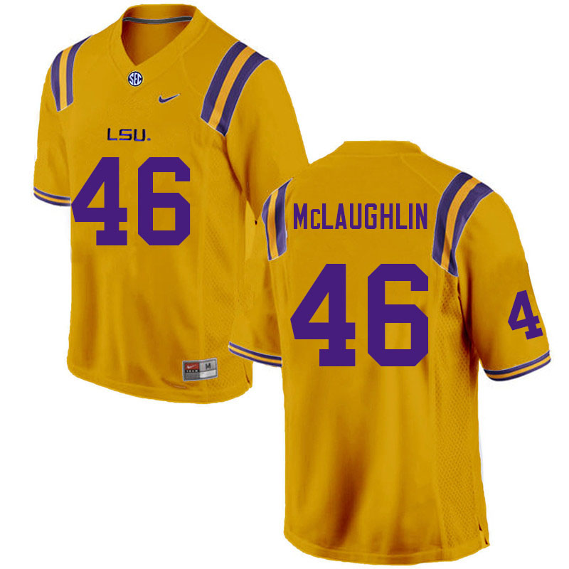 Men #46 Blake McLaughlin LSU Tigers College Football Jerseys Sale-Gold